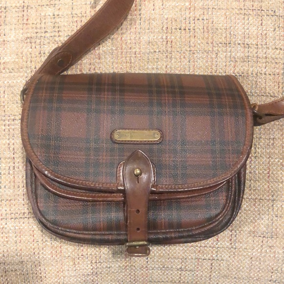 KRALPH LAUREN Tartan Plaid Multi Pocket Saddle Messenger Camp School Bag - Picture 10 of 17